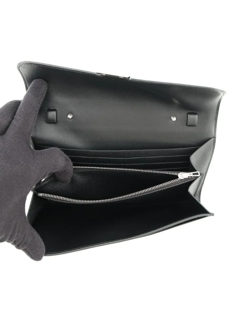 Hermes Wallet Constance To Go Long Black Silver Epsom